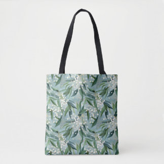 Gypsophila & Eucalyptus Leaf All-Over Print Tote Bag