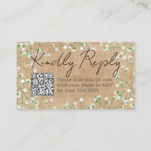 Gypsophila Flowers Rustic Kindly Reply Online RSVP Enclosure Card