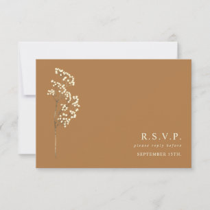 Gypsophila Stem Botanical Goldenrod Wedding RSVP Card