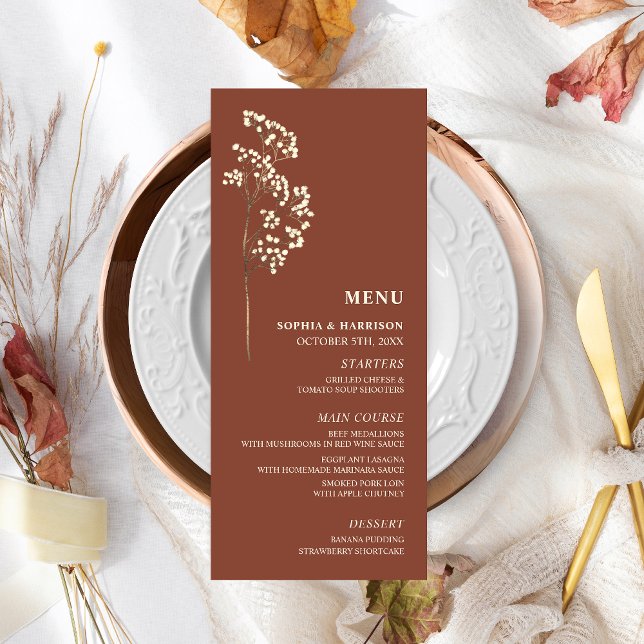 Gypsophila Terracotta Baby's Breath Wedding Menu (Creator Uploaded)