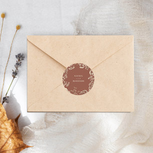 Gypsophila Terracotta Wedding Classic Round Sticker