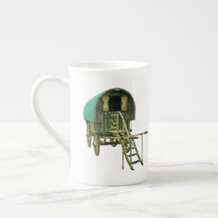 Gypsy bowtop caravan  bone china mug