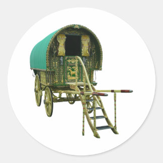 Gypsy bowtop caravan classic round sticker