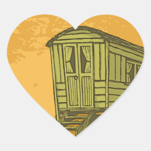 Gypsy caravan wagon heart sticker