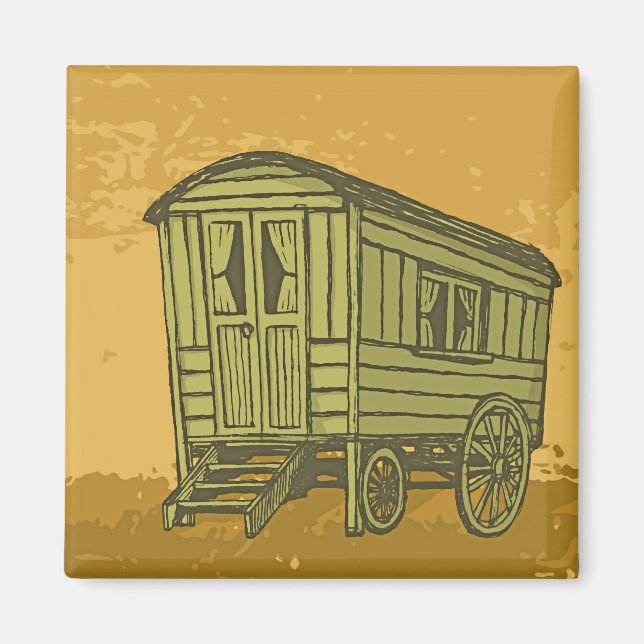 Gypsy caravan wagon magnet (Front)