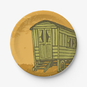 Gypsy caravan wagon paper plate