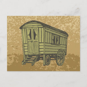 Gypsy caravan wagon postcard