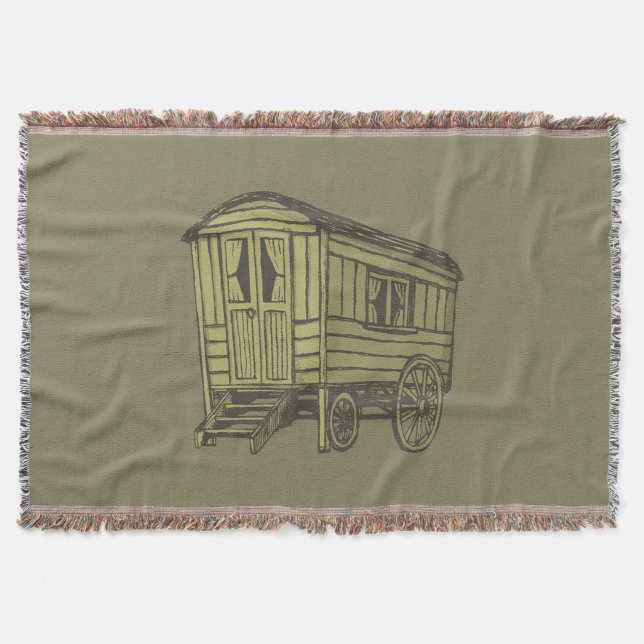 Gypsy caravan wagon throw blanket (Front)
