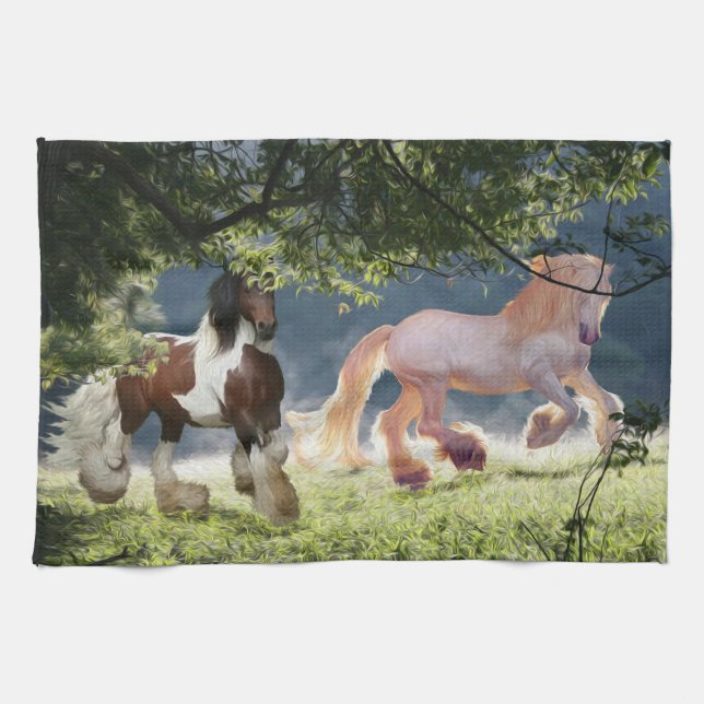 Gypsy Cob Stallions Tea Towel (Horizontal)