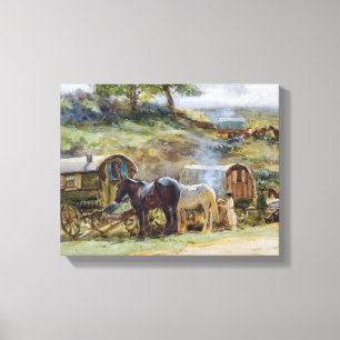 Gypsy Encampment, Appleby, 1919 Canvas Print