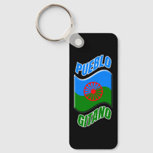 Gypsy flag. Custom black key. Key Ring