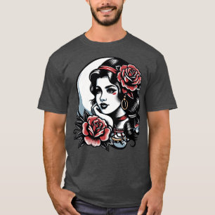 Gypsy Girl American Traditional Tattoo Style T-Shirt