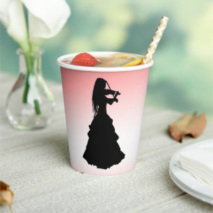 Gypsy Girl Plays Violin Paper Cups