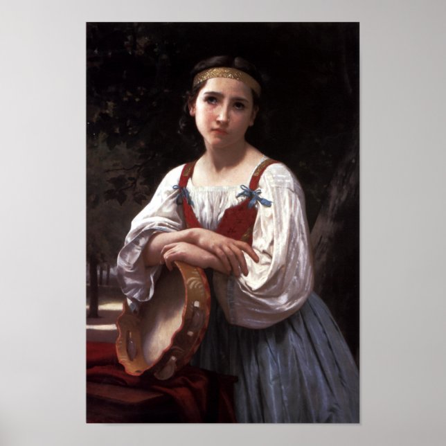 Gypsy Girl with a Basque Drum by Bouguereau Print (Front)