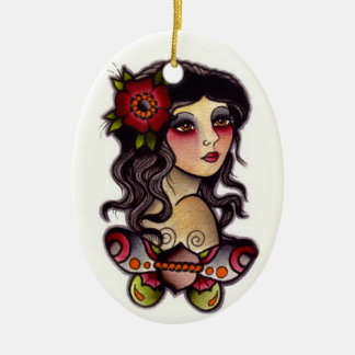 gypsy girl with butterfly ceramic tree decoration