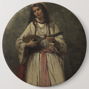 Gypsy Girl with Mandolin 6 Cm Round Badge