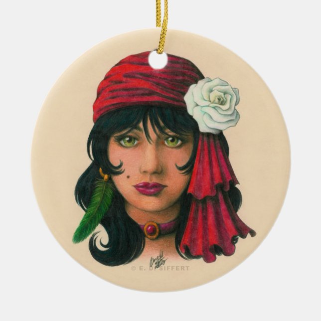 Gypsy II Ceramic Tree Decoration (Front)
