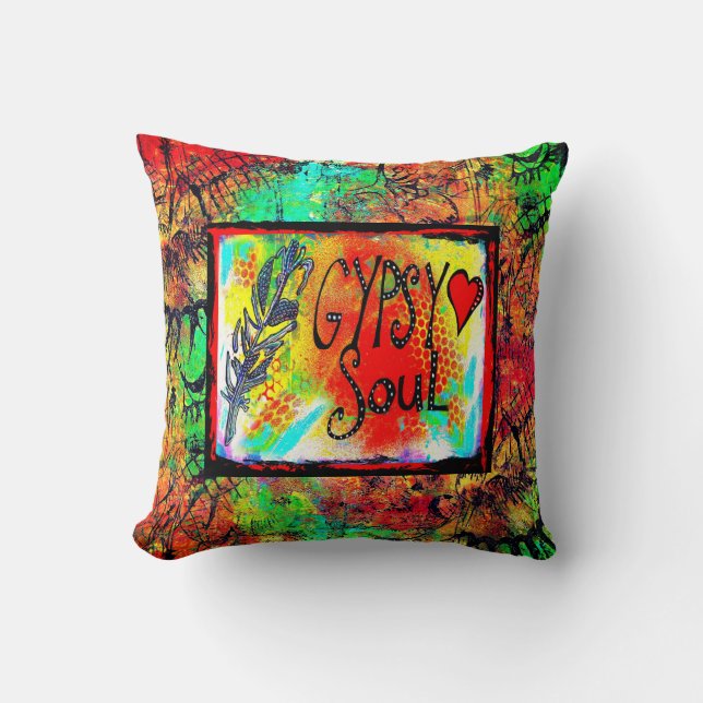 Gypsy Pillow with Feather and Heart Mum Gift (Front)