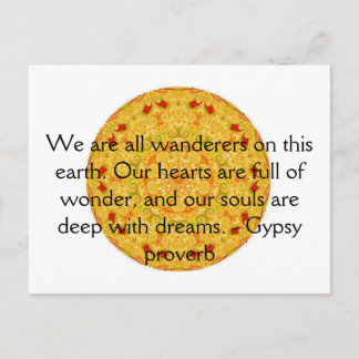 Gypsy Proverb wanderlust travel quote Postcard
