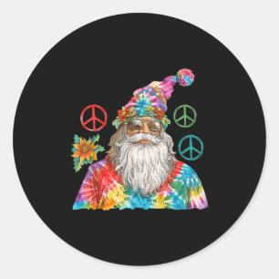 Gypsy Santa Claus Hipe Tie Dye Groovy Christmas  Classic Round Sticker