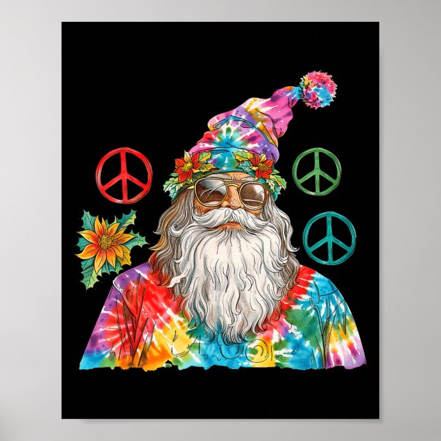 Gypsy Santa Claus Hipe Tie Dye Groovy Christmas  Poster (Front)