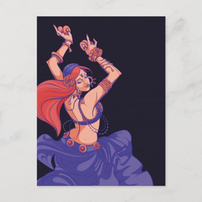 Gypsy tribal dancer dance with cymbals postcard (Front)