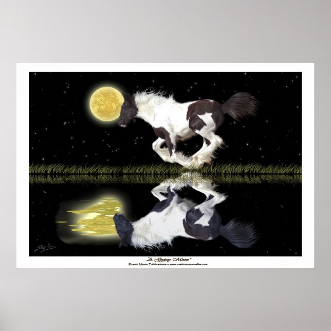 Gypsy Vanner Cantering Horse Fantasy Art Poster (Front)