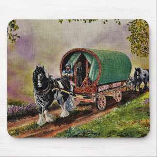 Gypsy Vanner horse Irish Caravan wagon  Mouse Pad