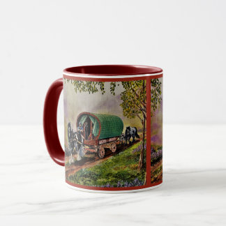 Gypsy Vanner horse Irish Caravan wagon red Mug