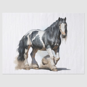 Gypsy-Vanner Horse Watercolor Decoupage Tissue Paper