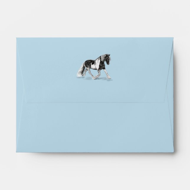 Gypsy Vanner Paint Horse Trotting Pastel Envelope (Back (Top Flap))