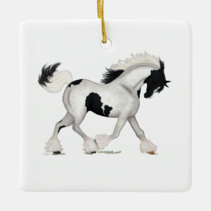 Gypsy Vanner Personalised Christmas Horse Pony Cer Ceramic Ornament