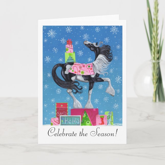 Gypsy Vanner Whimsical Christmas Card (Front)