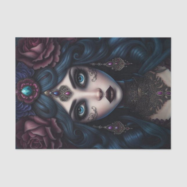 Gypsy Woman Dark Gothic Decoupage Paper (Front)