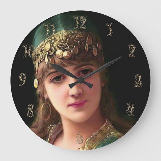 Gypsy woman victorian elegant boho bellydancer large clock (Front)