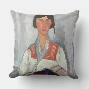 Gypsy Woman with Baby, 1919 (oil on canvas) Cushion