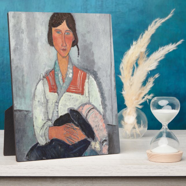 Gypsy Woman with Baby, 1919 (oil on canvas) Plaque (Side)