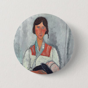 Gypsy Woman with Baby by Amedeo Modigliani 6 Cm Round Badge