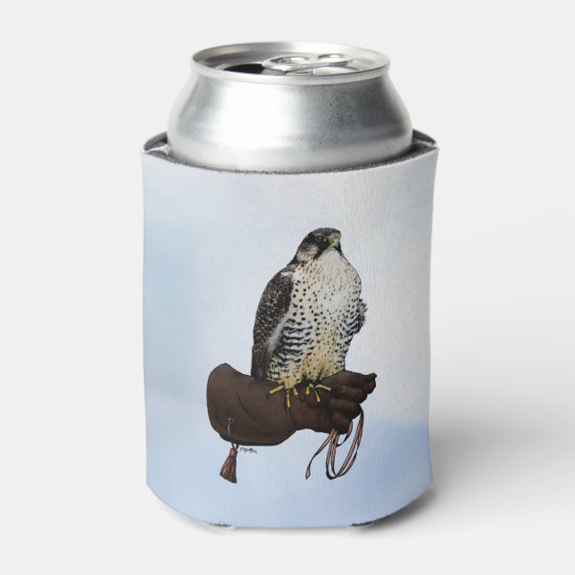 Gyrfalcon on Glove Can Cooler (Can Front)