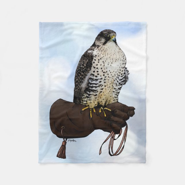Gyrfalcon on Glove Fleece Blanket (Front)