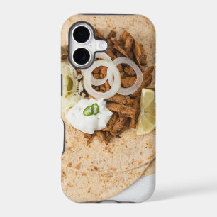 Gyros pita with tzatziki coleslaw olives and feta