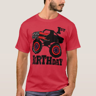 Gzl7 Amercian Flag Monster Truck 1st Birthday 2021 T-Shirt