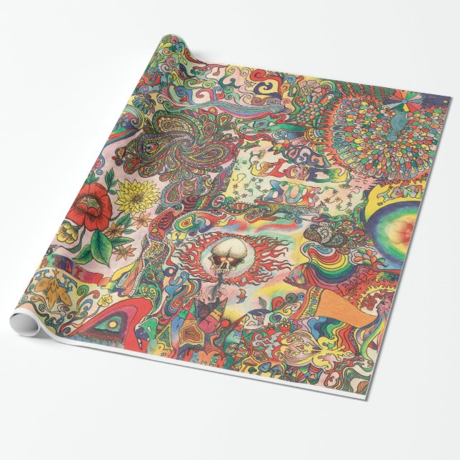 H081 Psychedelic 1969 Wrapping Paper (Unrolled)