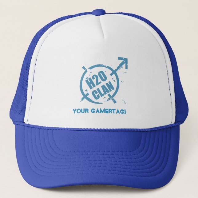 H20 Hat- Blue logo Trucker Hat (Front)