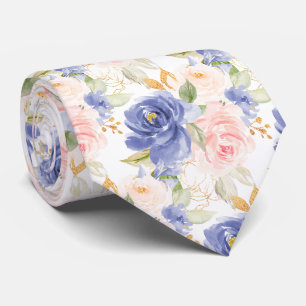 H2 Flowers Mediterranean Blue Blush Pink Roses Tie