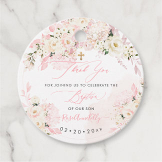 H2 Hydrangeas Cream Roses Baptism Thank You Favour Tags