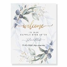 H2 Rustic Dusty Blue Gum Eucalyptus Welcome