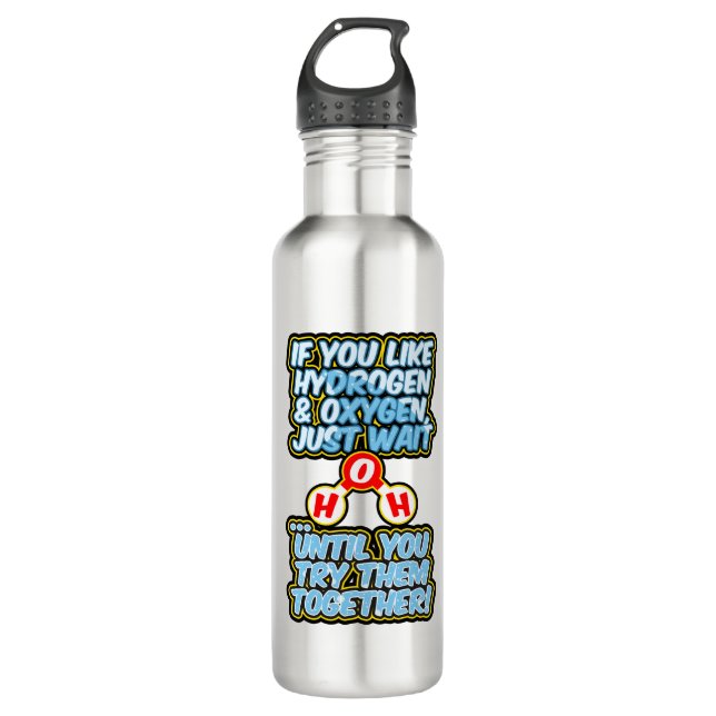 H2O frunny chemistry hydration water 710 Ml Water Bottle (Front)
