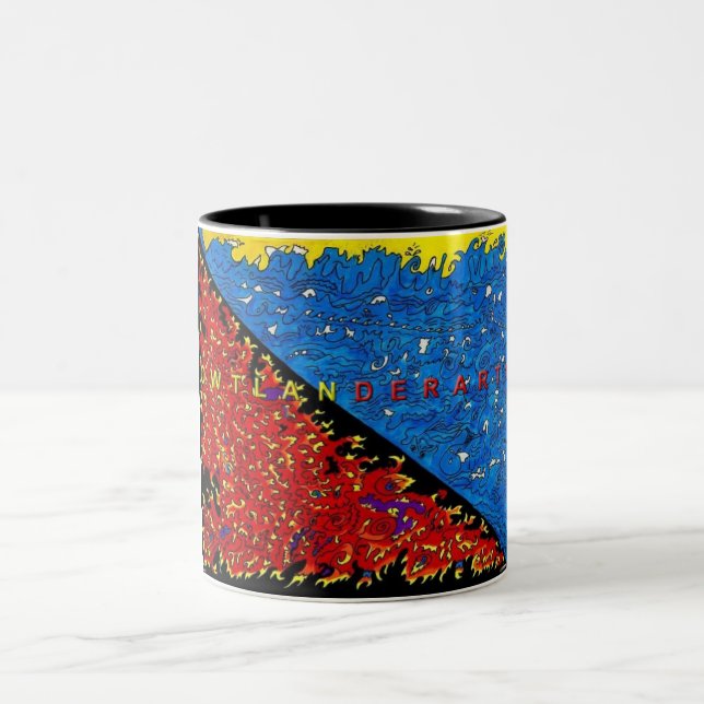 h2o over fire Two-Tone coffee mug (Center)