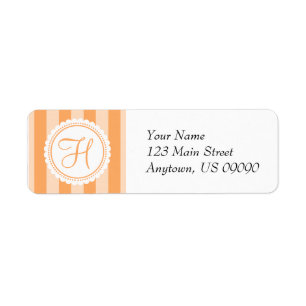 H Candy Striper Monogram Address Labels (Orange)